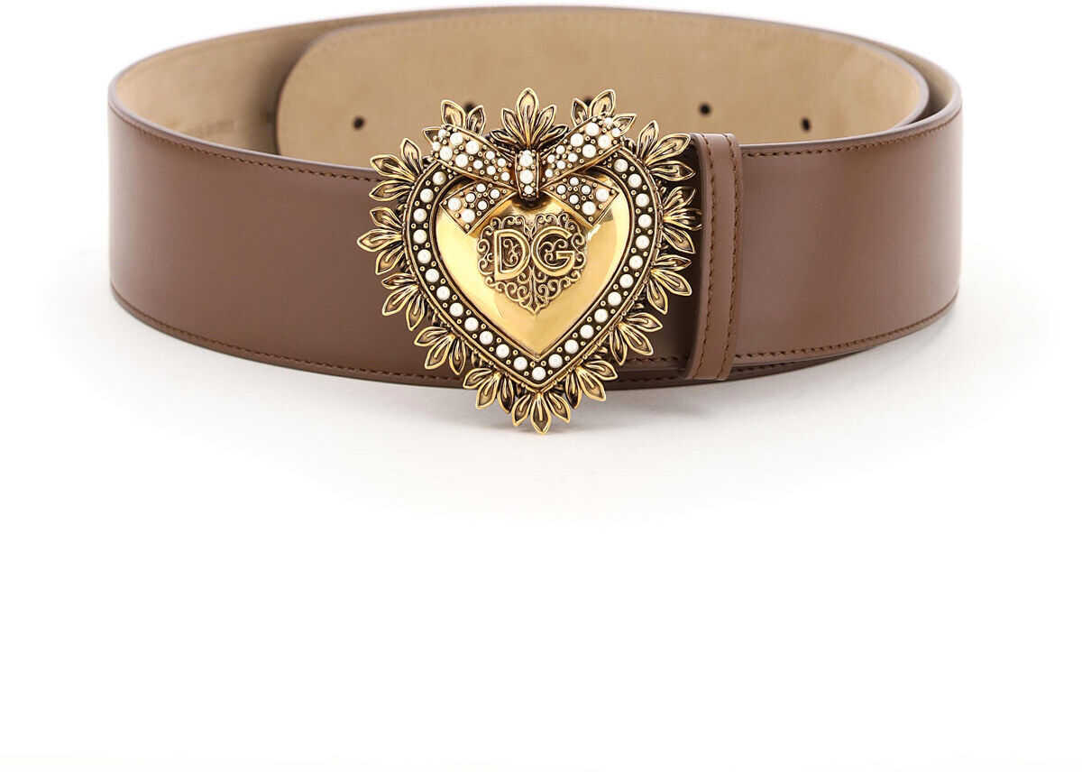 Dolce & Gabbana Devotion Leather Belt CASTAGNO