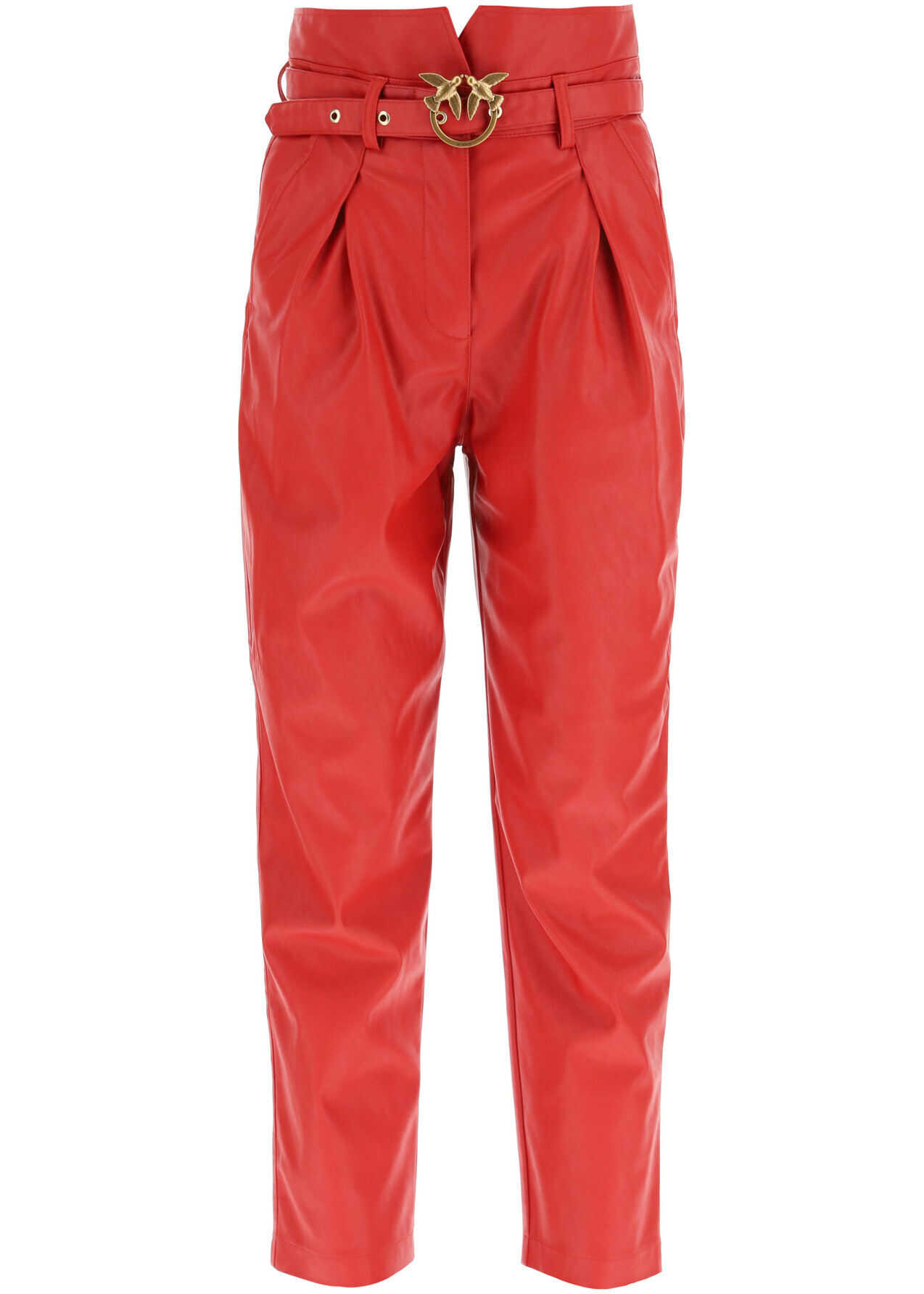 Pinko Aurelio Faux Leather Pants ROSSO ROSA PORPORA