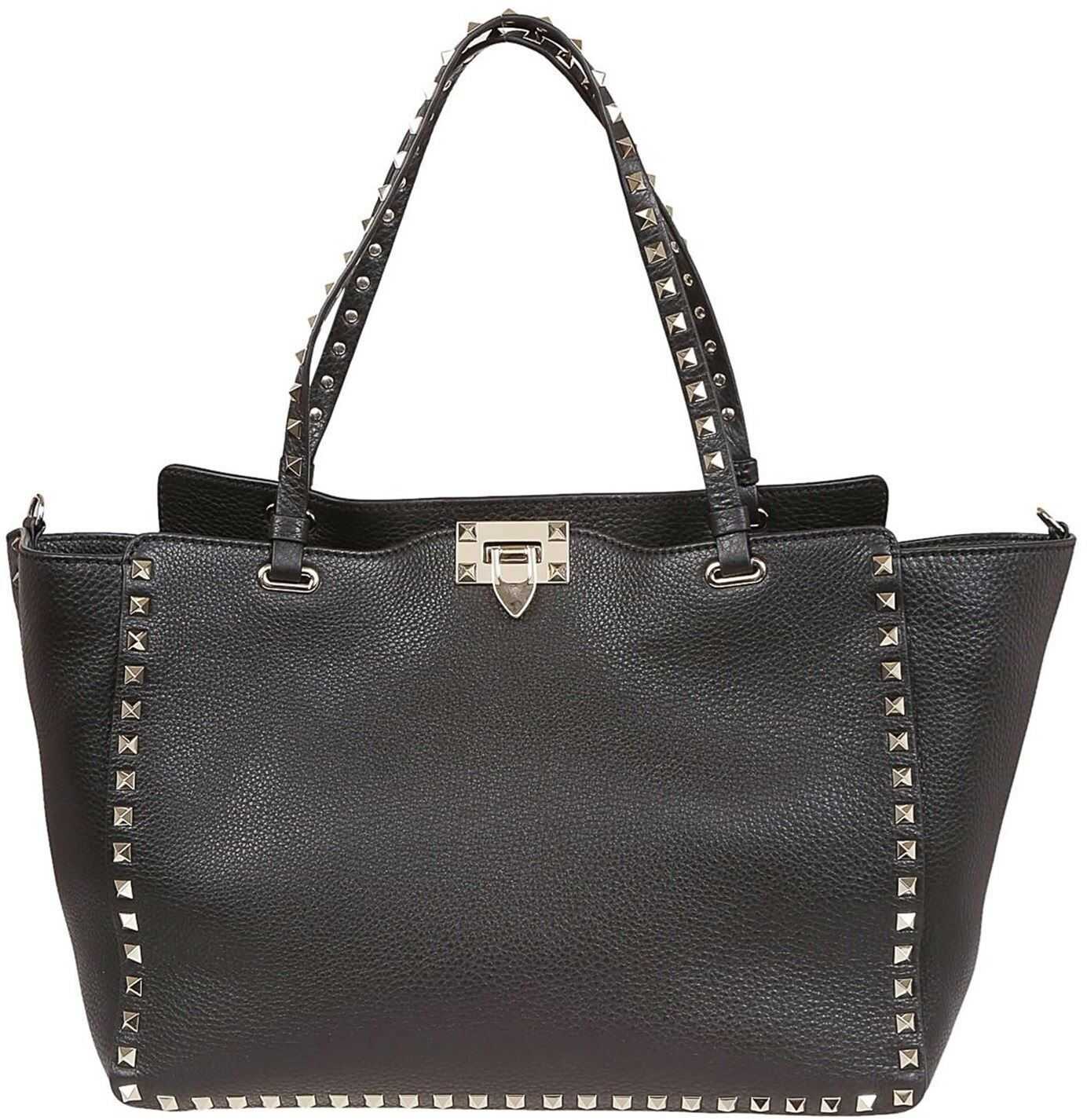 Valentino Garavani Rockstud Tote Bag In Black Black