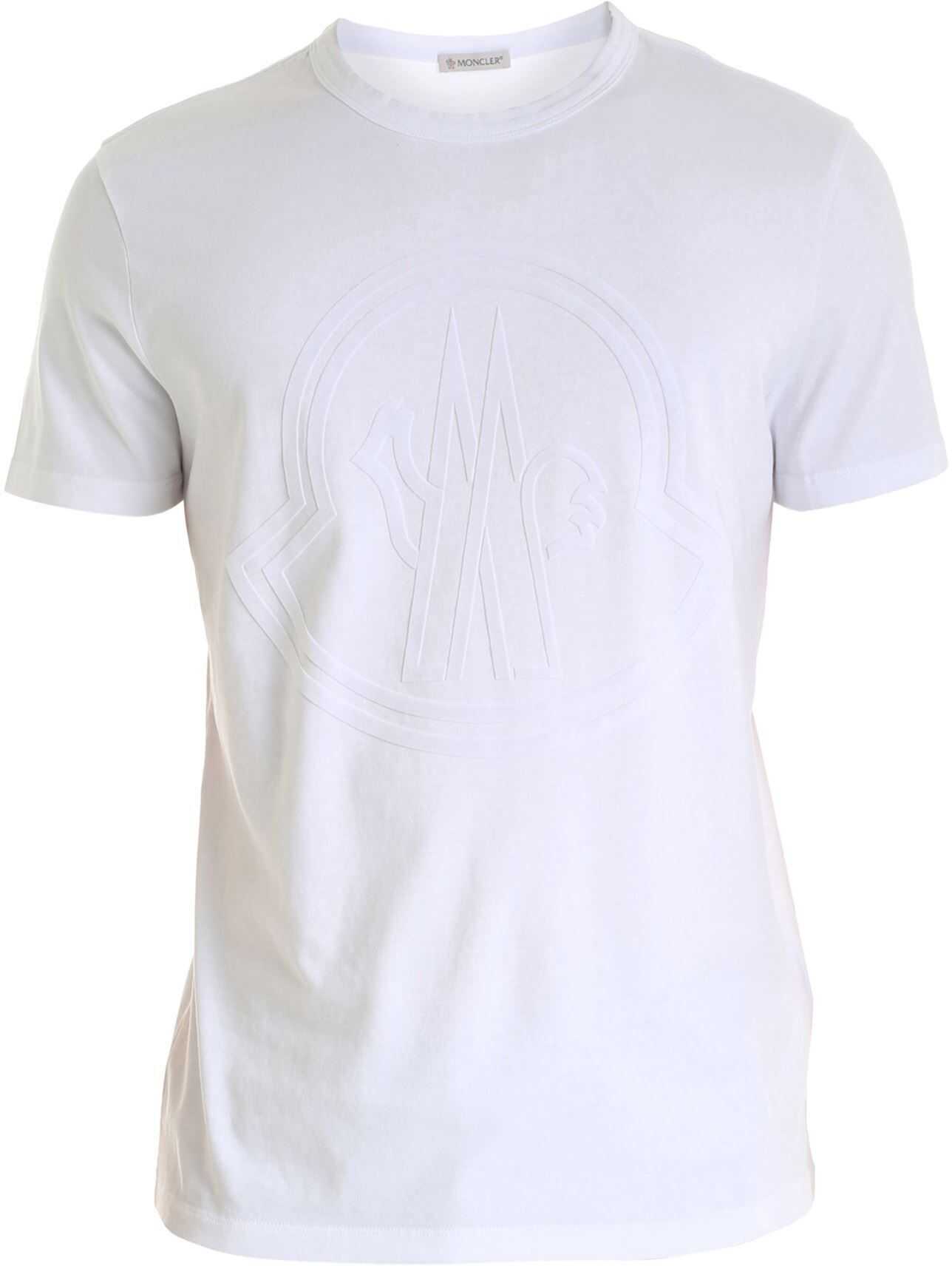 Moncler Maxi Flock Logo Print T-Shirt In White White