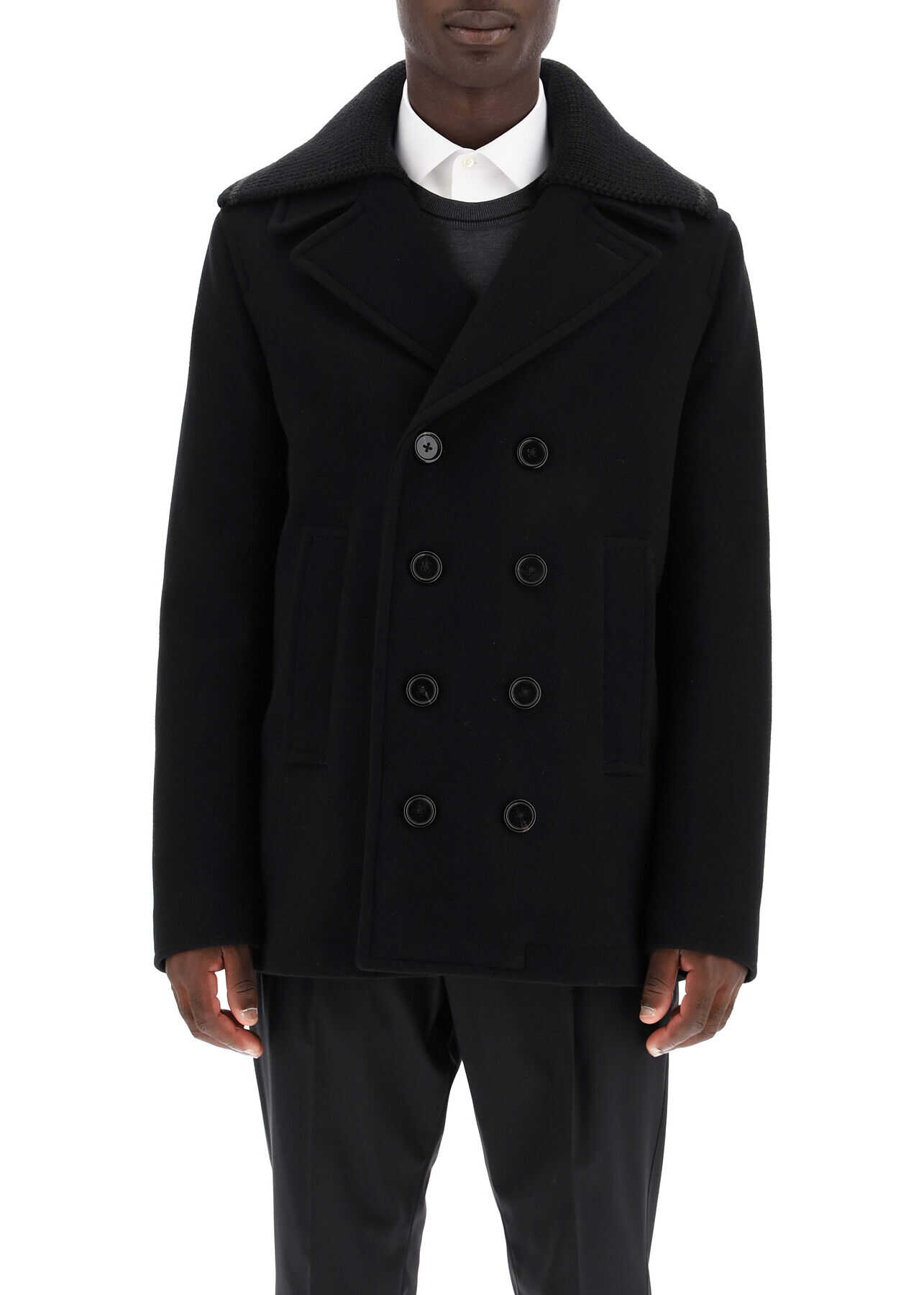 Dolce & Gabbana Peacoat With Wool Collar G020RT HUMDQ NERO