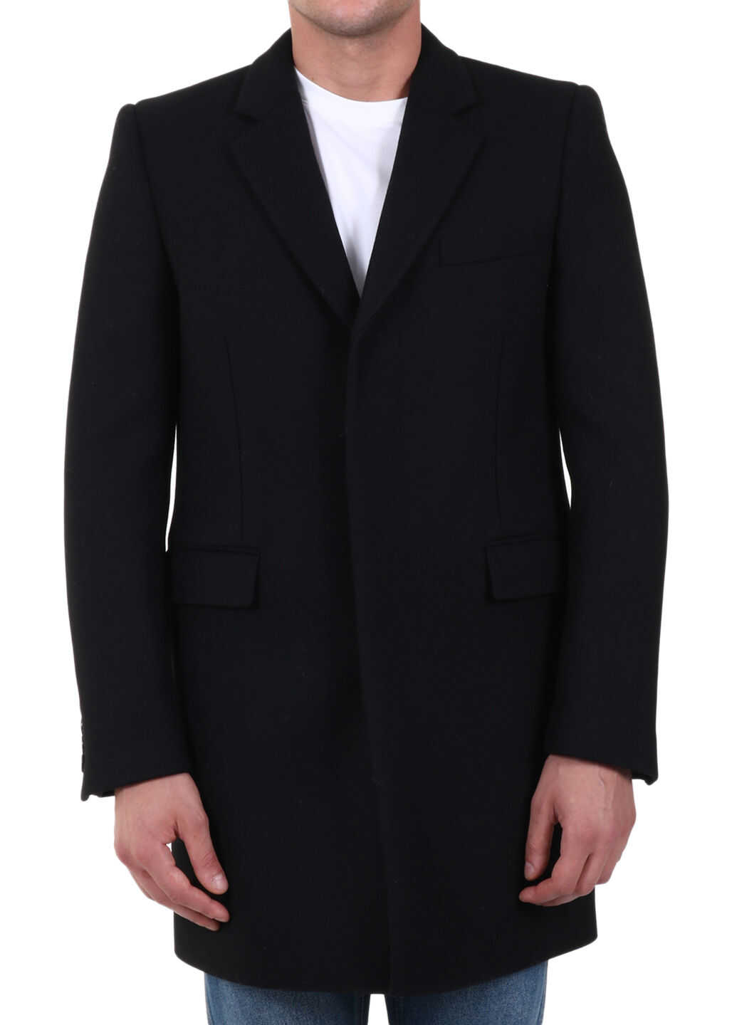 Saint Laurent Wool Chesterfield Coat Black