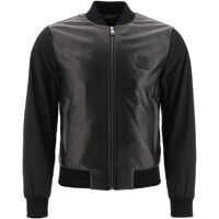 Geci de piele Leather And Nylon Bomber Jacket Barbati