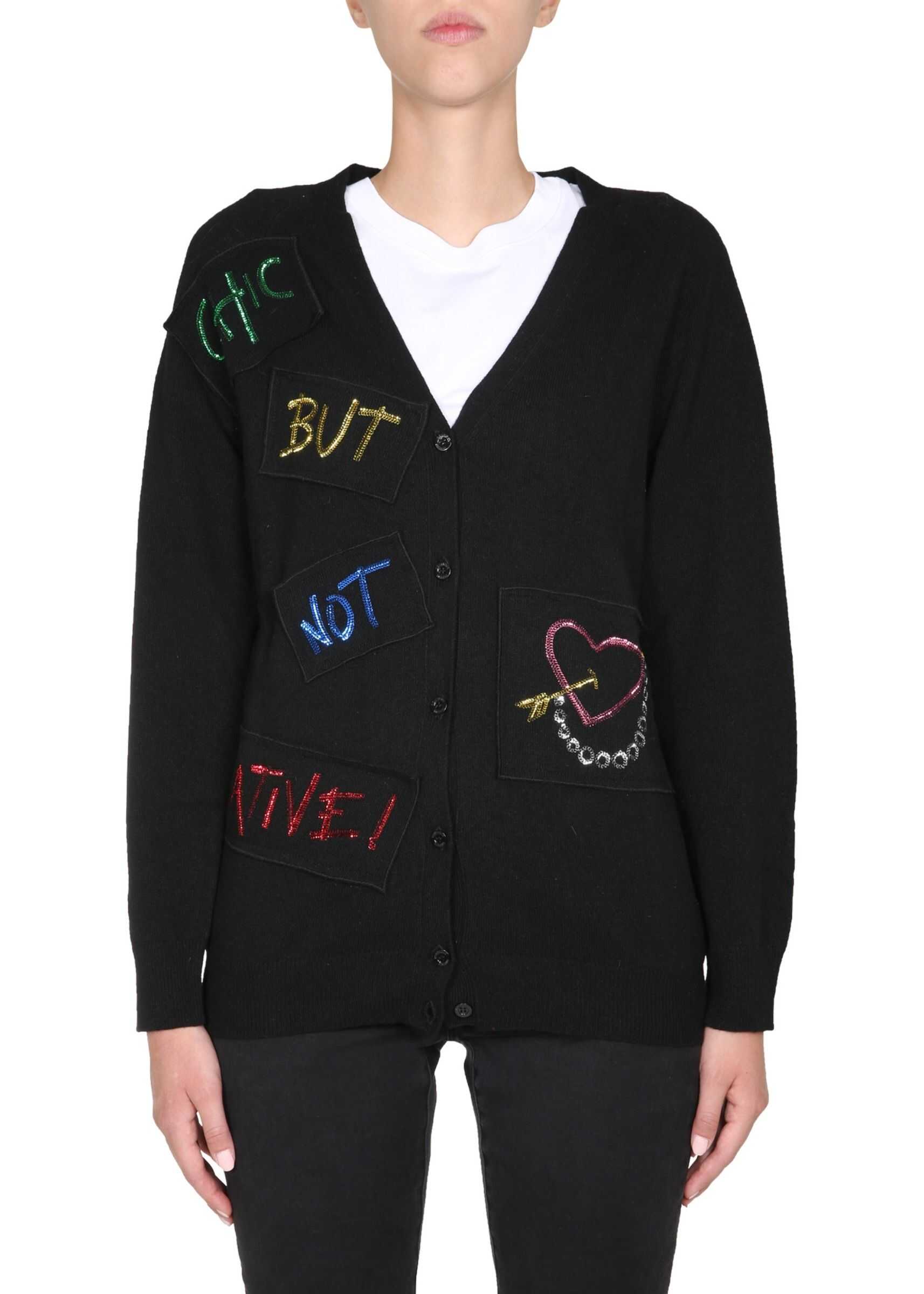 LOVE Moschino V-Neck Cardigan BLACK