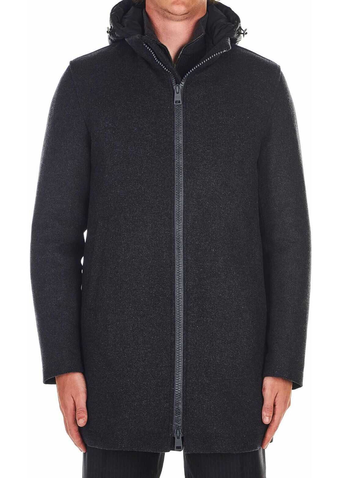 Herno Hooded wool coat Black