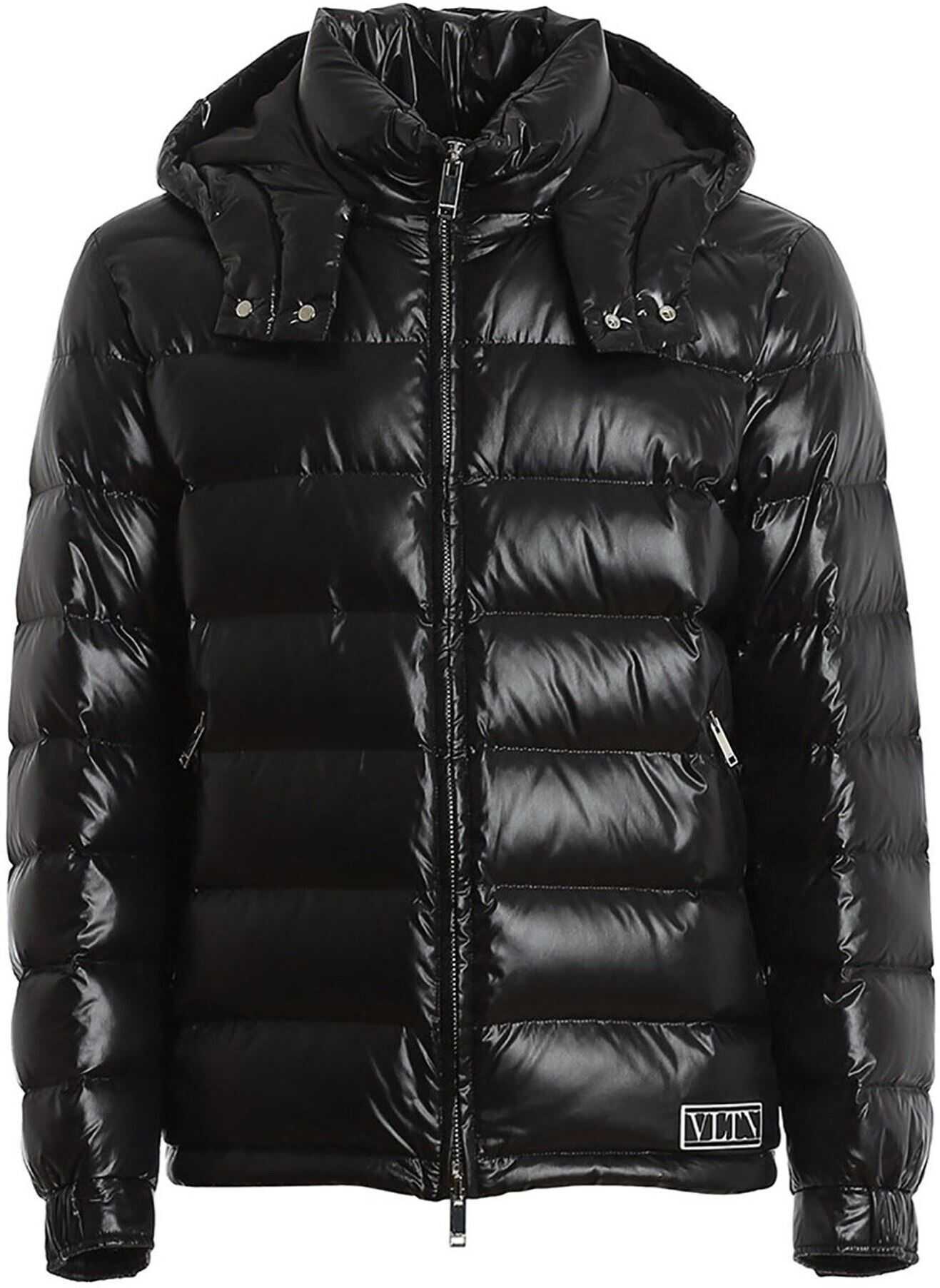 Valentino Garavani Vltn Patch Puffer Jacket In Black Black