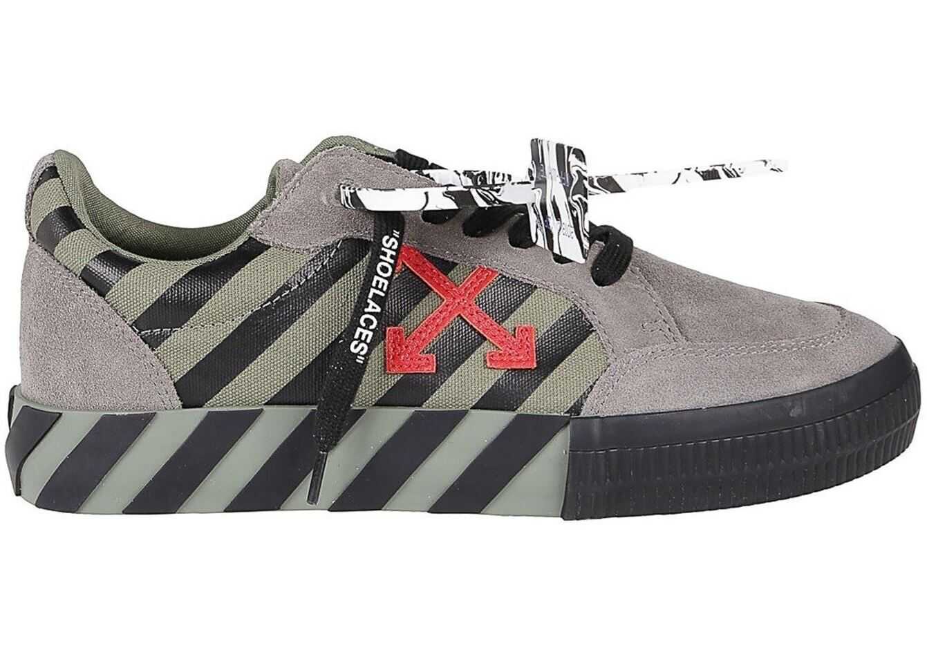 Off-White Low Vulcanized Sneakers In Grey And Green Green