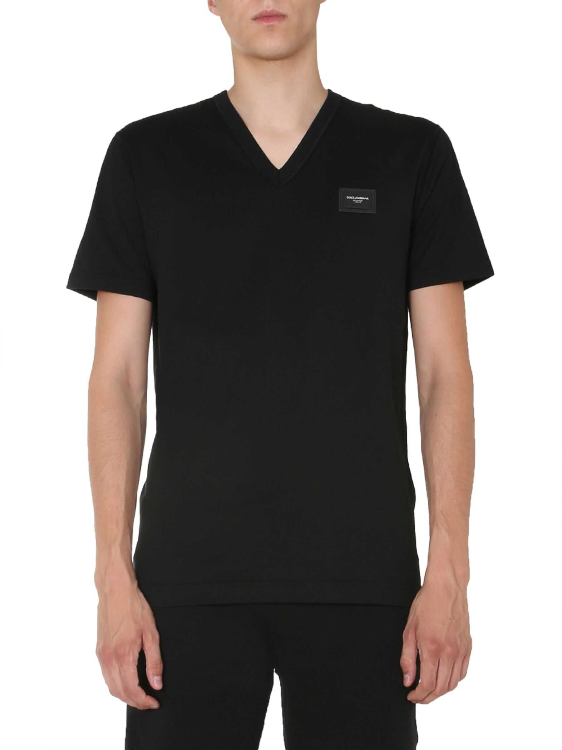 Dolce & Gabbana V-Neck T-Shirt BLACK