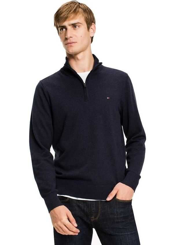 Tommy Hilfiger COTTON SILK ZIP MOCK MW0MW0421128900 Navy