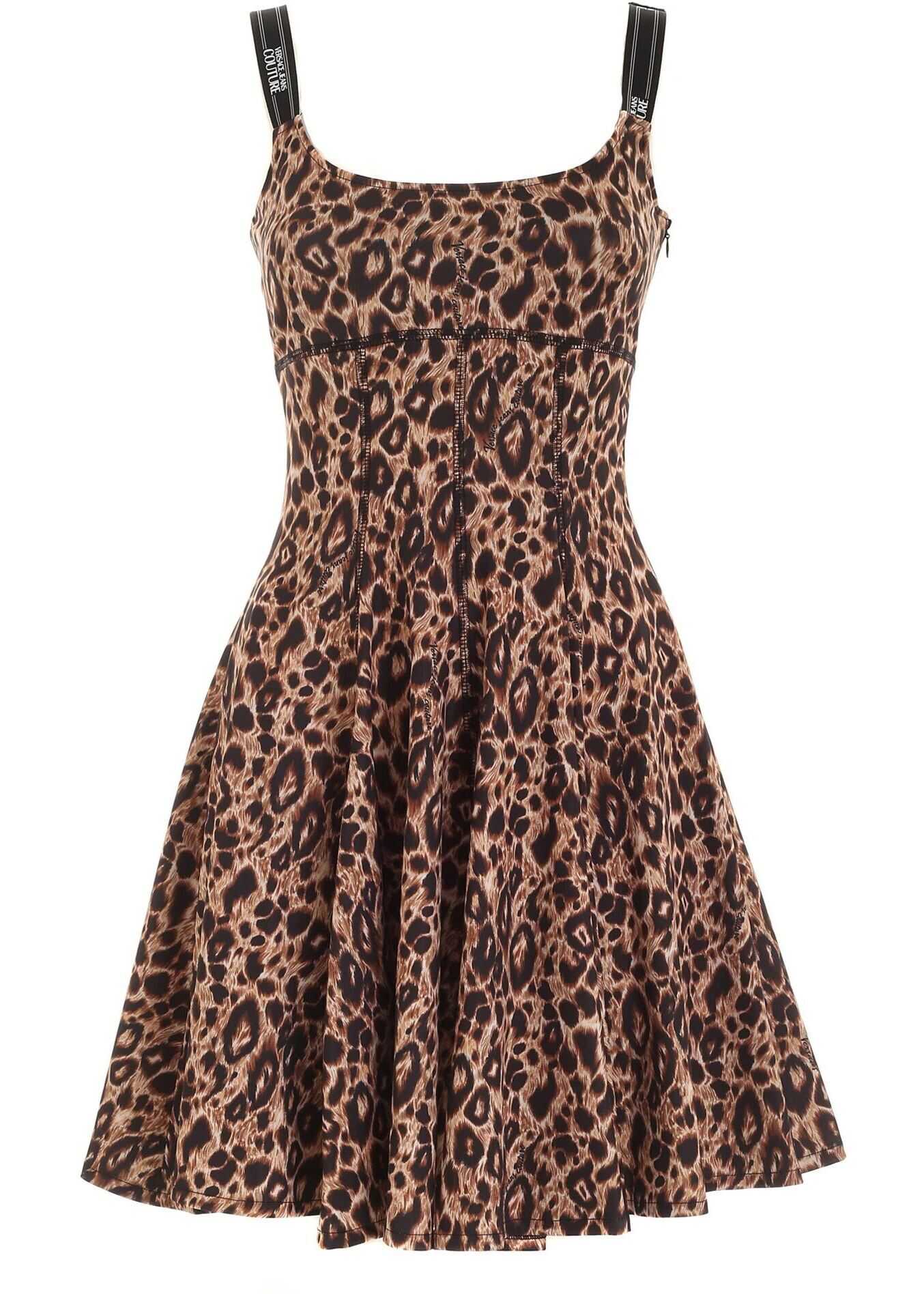 Versace Jeans Couture Animalier Dress In Shades Of Brown And Black Animal print