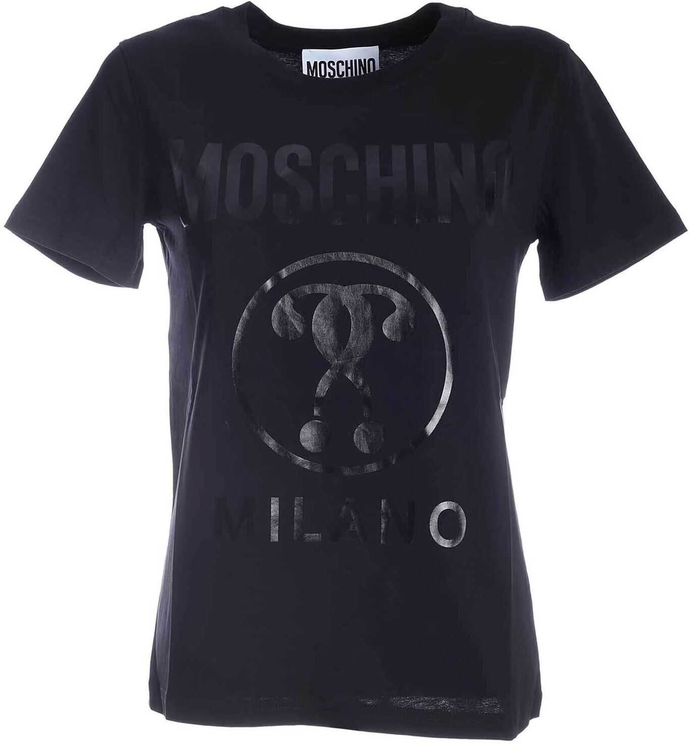 Moschino Double Question Mark T-Shirt In Black Black