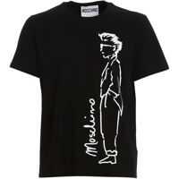 Tricouri Moschino Character Print Cotton T-Shirt In Black Barbati