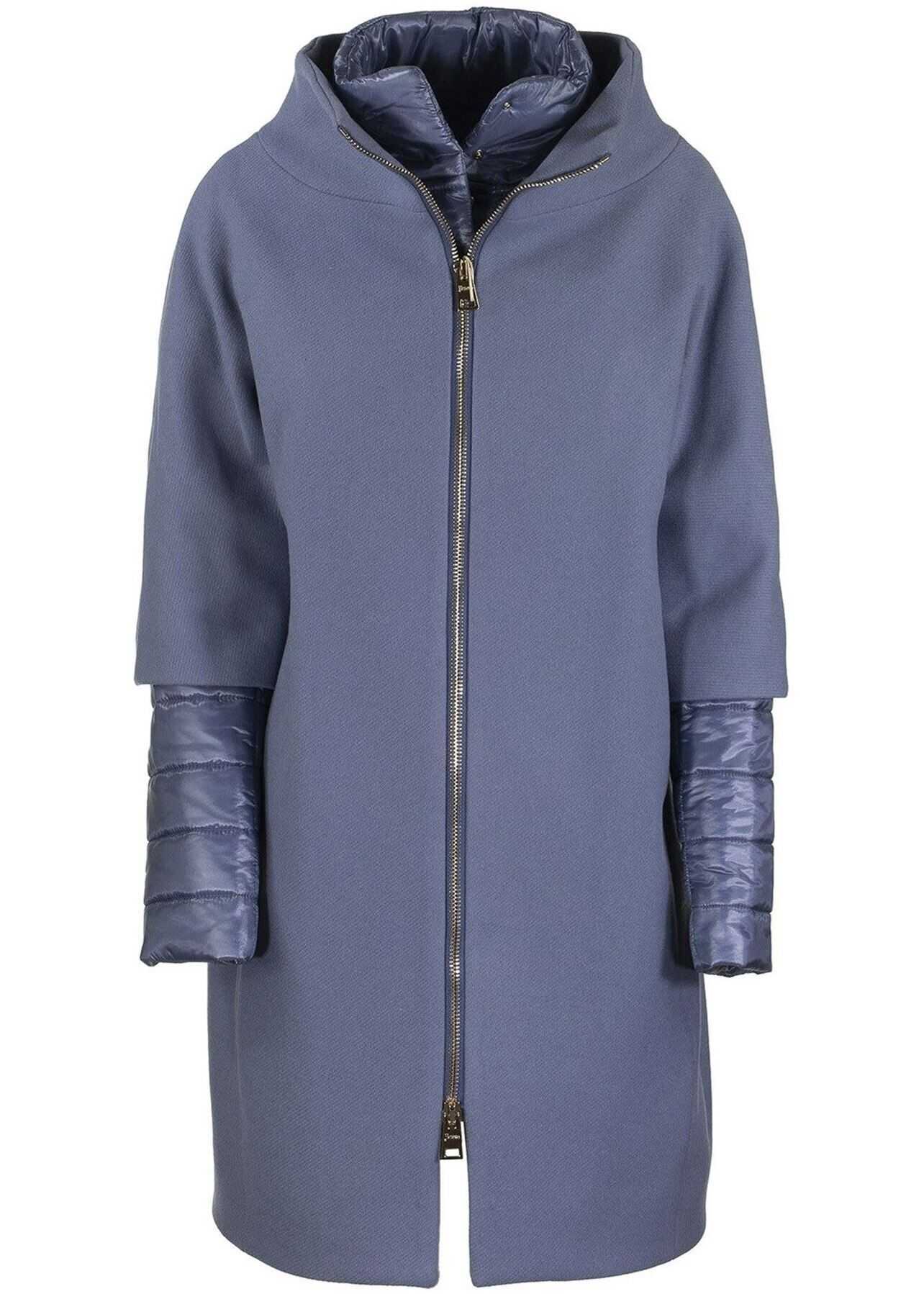 Herno Double Fabric Padded Light Blue Coat Light Blue