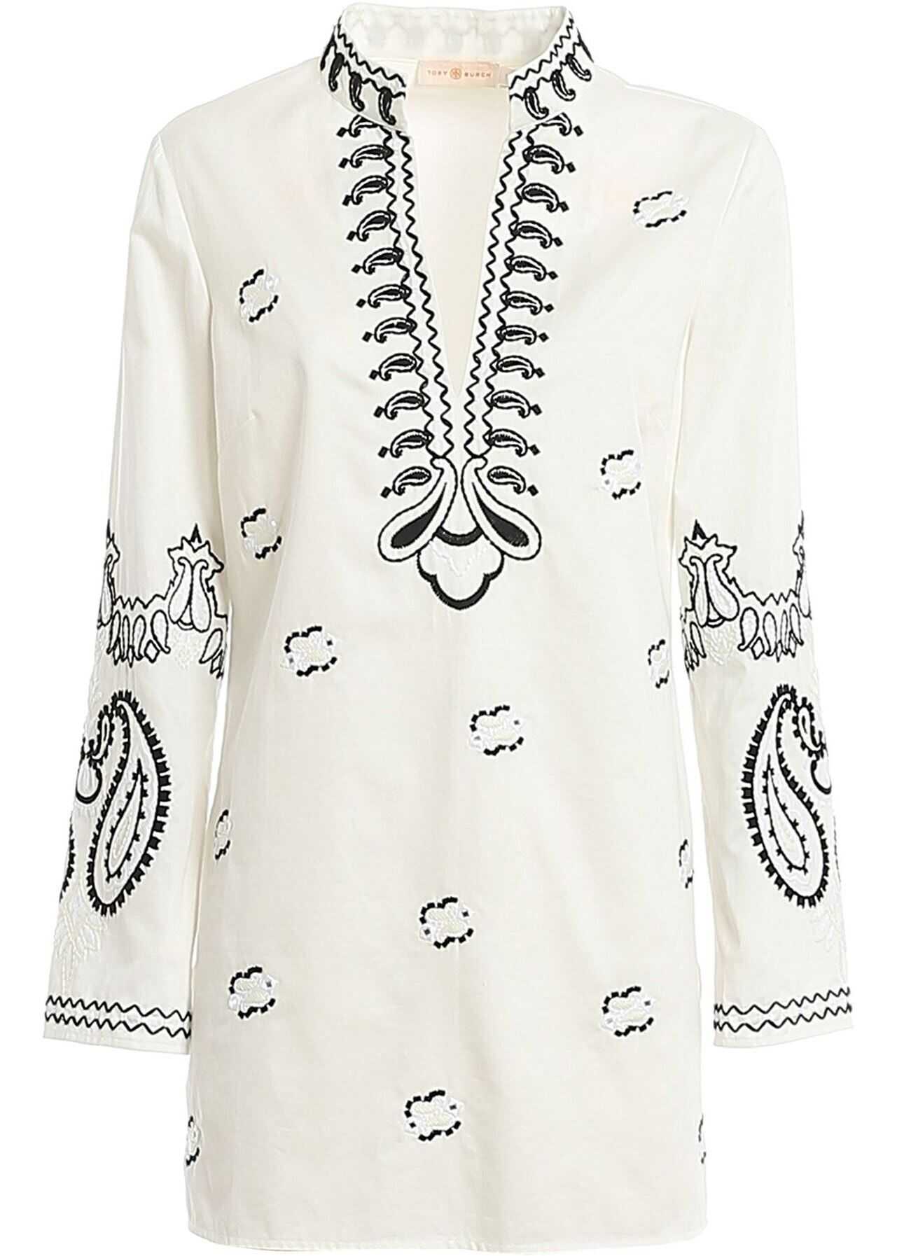 Embroidered Cotton Tunic In Cream Color