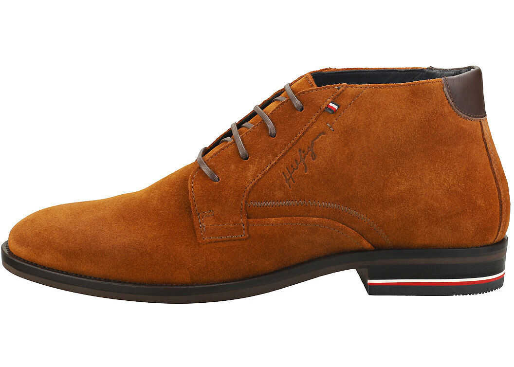 Tommy Hilfiger Signature Chukka Boots In Winter Cognac Brown