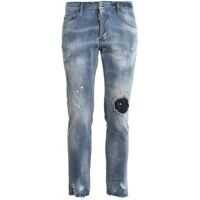 Blugi slim fit Skater Destroyed Effect Denim Jeans In Light Blue Barbati