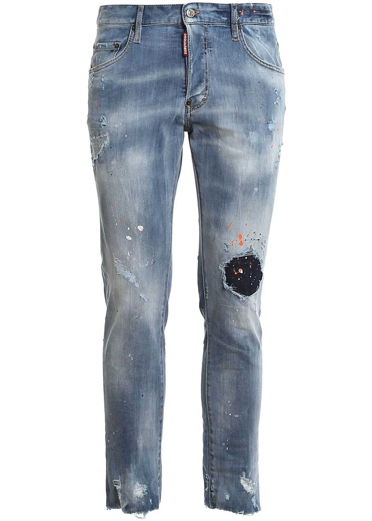DSQUARED2 Skater Destroyed Effect Denim Jeans In Light Blue Light Blue