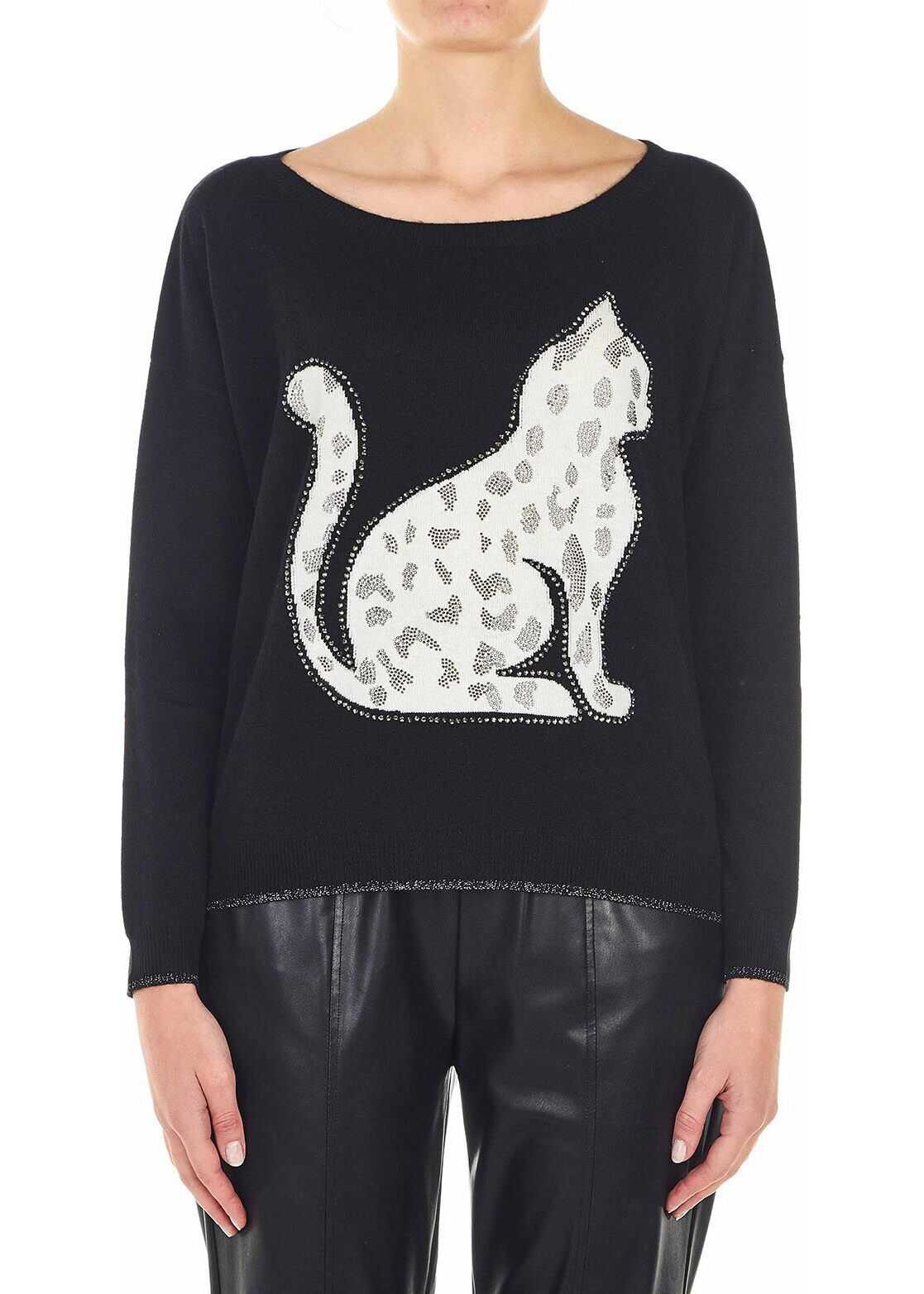 Liu Jo Knitted sweater with logo in glitter details colored