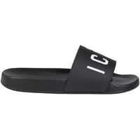 Slapi Black Rubber Slippers With Icon Print Barbati