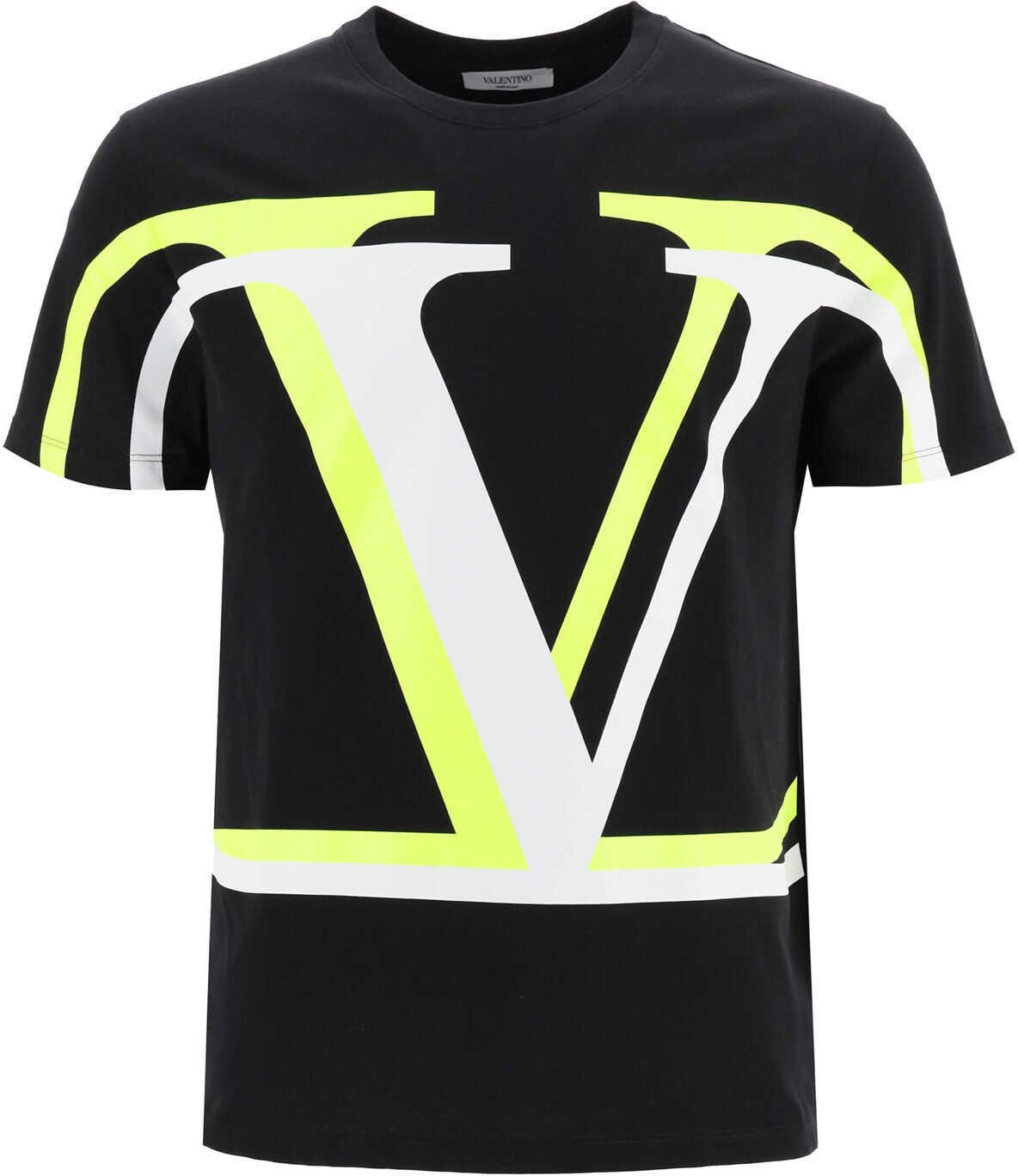 Valentino Garavani Vlogo Shadow Print T-Shirt NERO BIANCO YELLOW FLUO