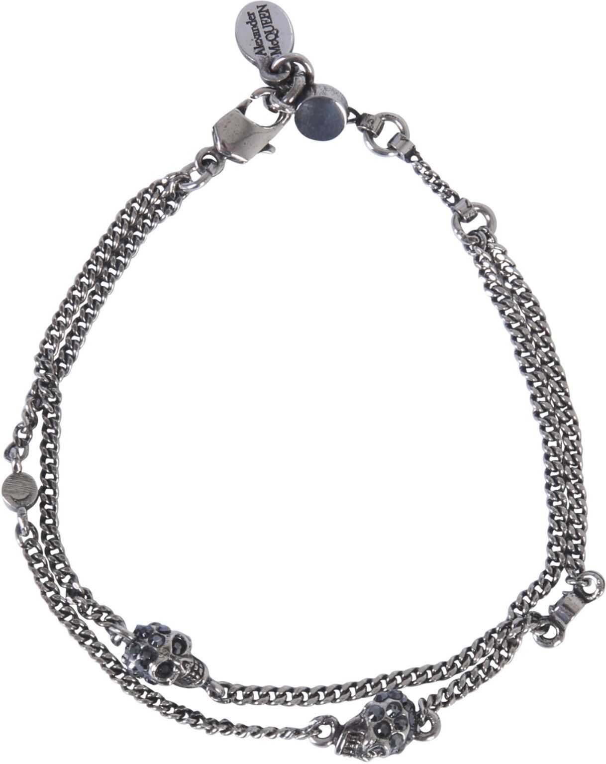 Alexander McQueen Skull Double Chain Bracelet SILVER