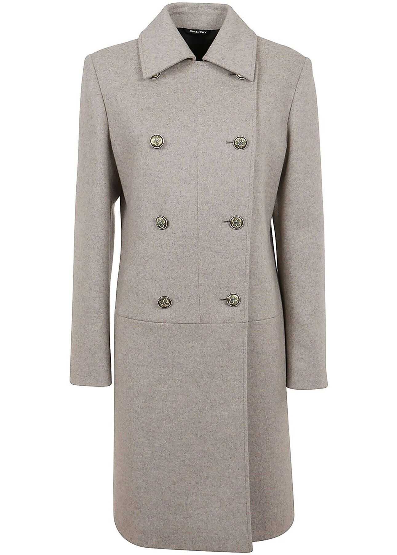 Givenchy Grey Coat In Mélange Wool Grey