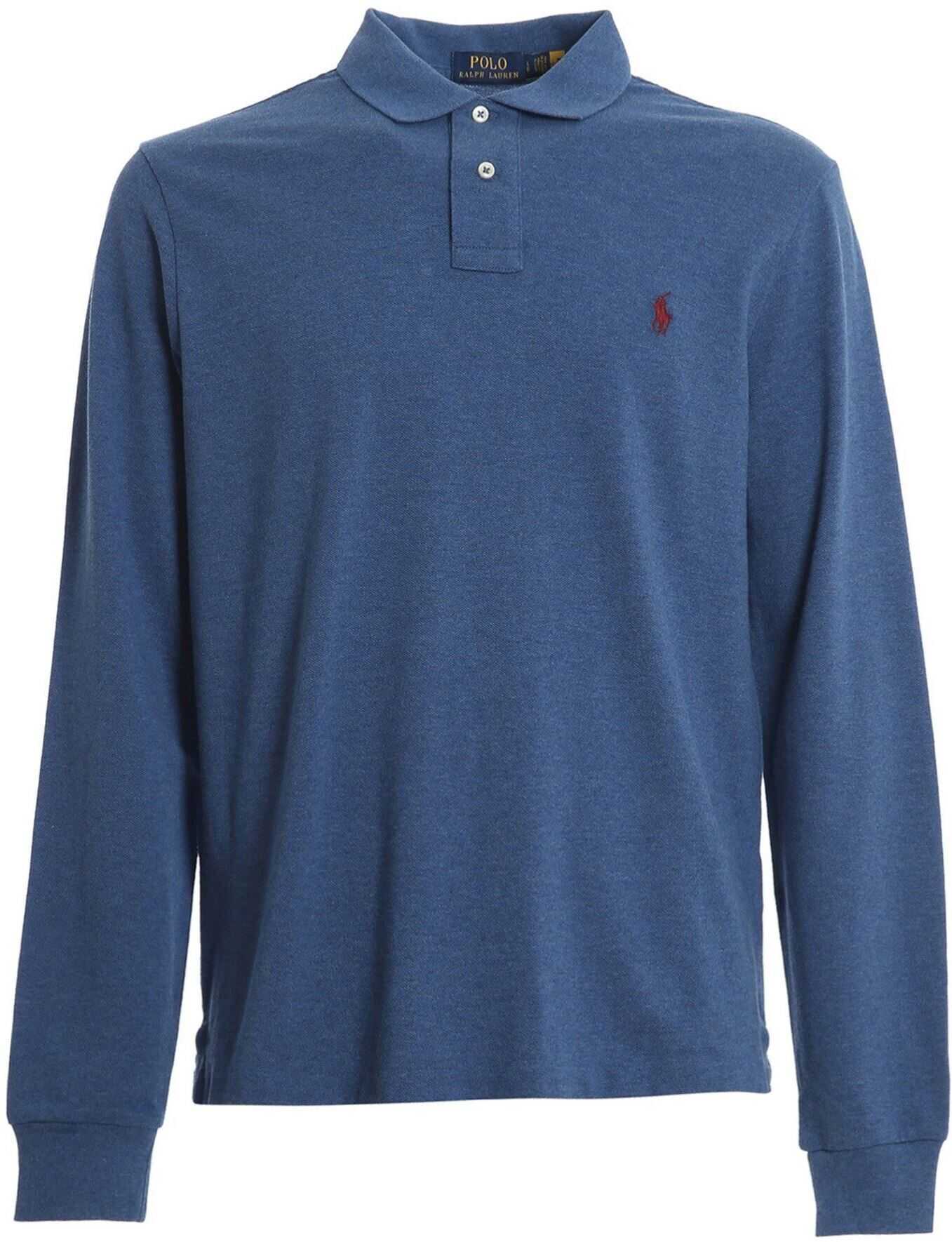 Long Sleeve Polo Shirt In Blue