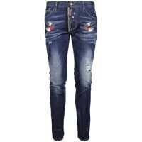 Blugi drepti Cool Guy Embroidered Patch Jeans In Blue Barbati