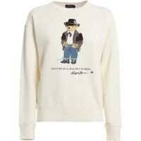 Bluze de trening Cowboy Polo Bear Print Sweatshirt In Cream Color Femei