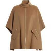 Poncho Wool Blend Poncho In Camel Color Femei
