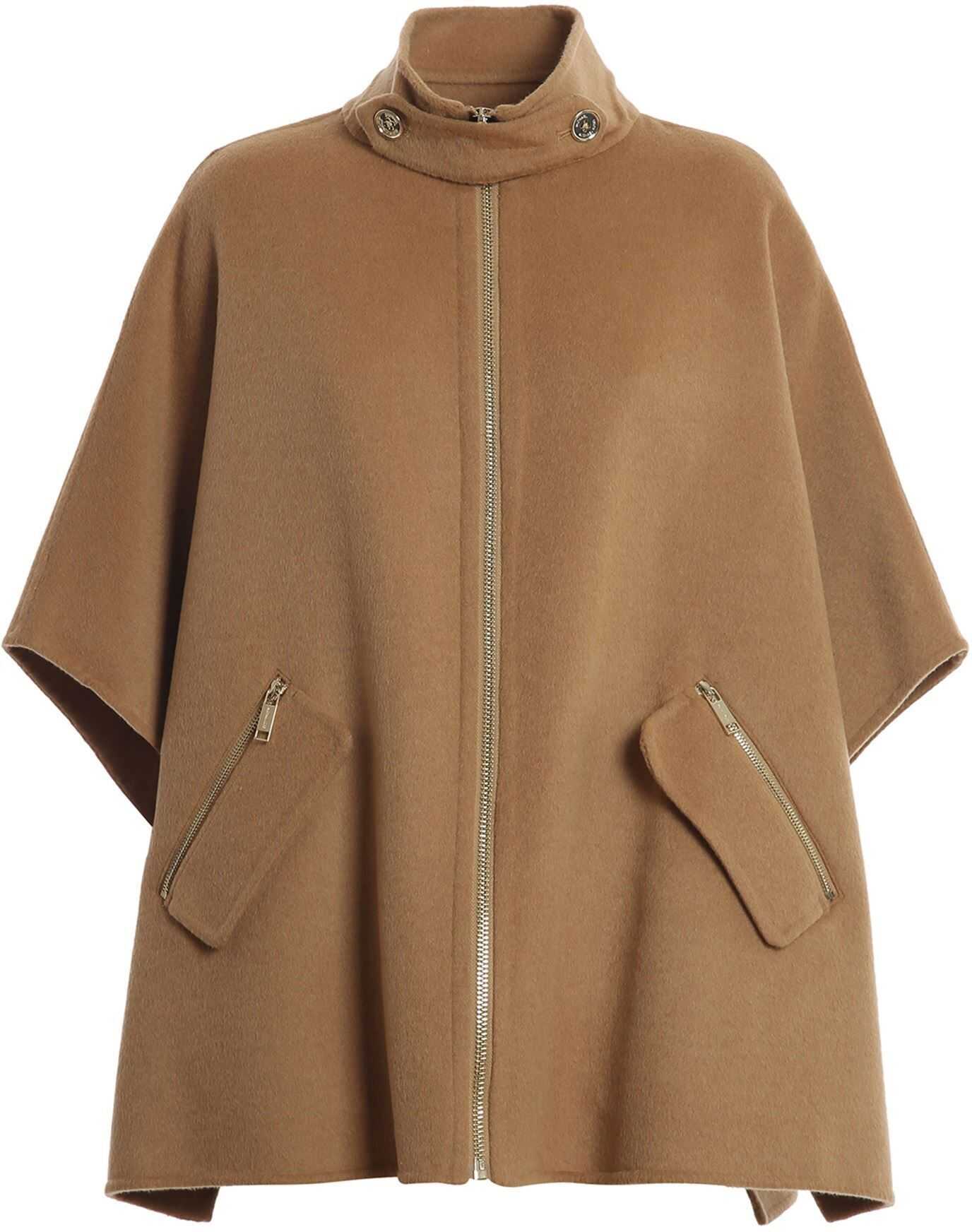 Michael Kors Wool Blend Poncho In Camel Color Camel