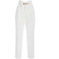 Pantaloni office Belt Pants In White Femei