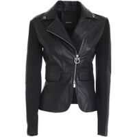Geci de piele Notch Lapels Cropped Jacket In Black Femei