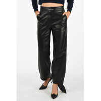 Pantaloni casual track bow leather pants Femei