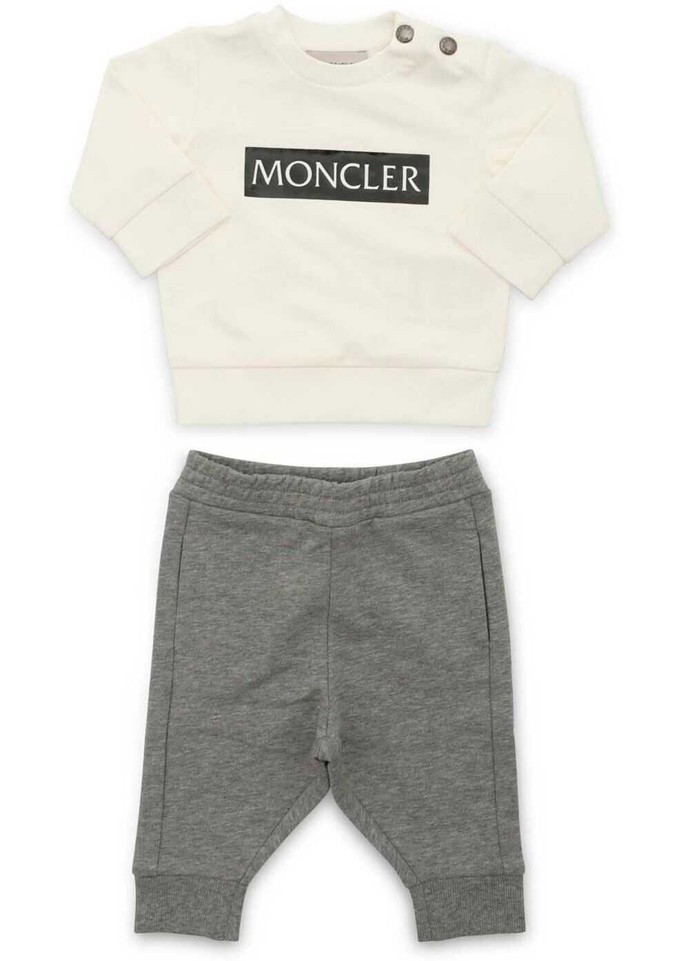 Moncler Kids Tracksuit In Grey And Ivory Color White