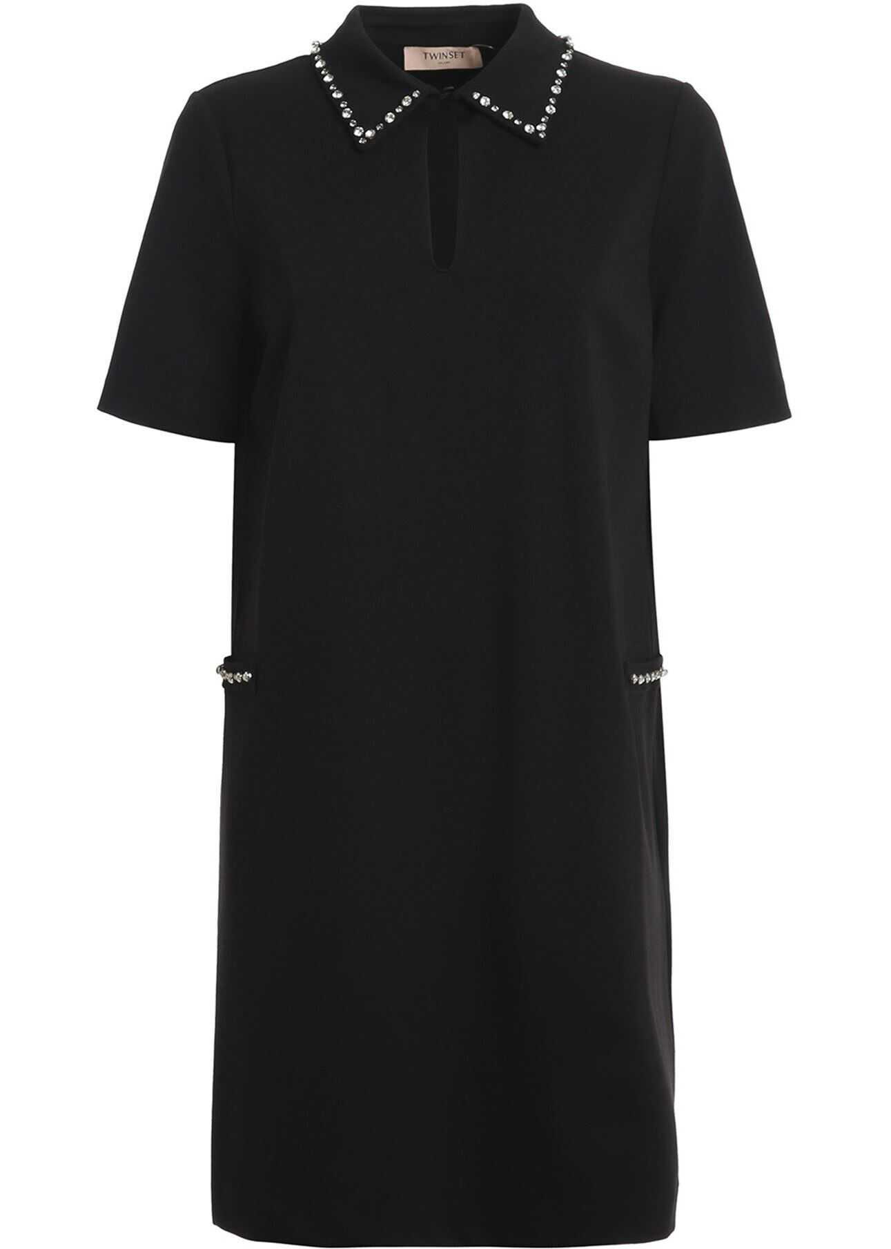 Twin-set Simona Barbieri Embellished Dress In Black Black