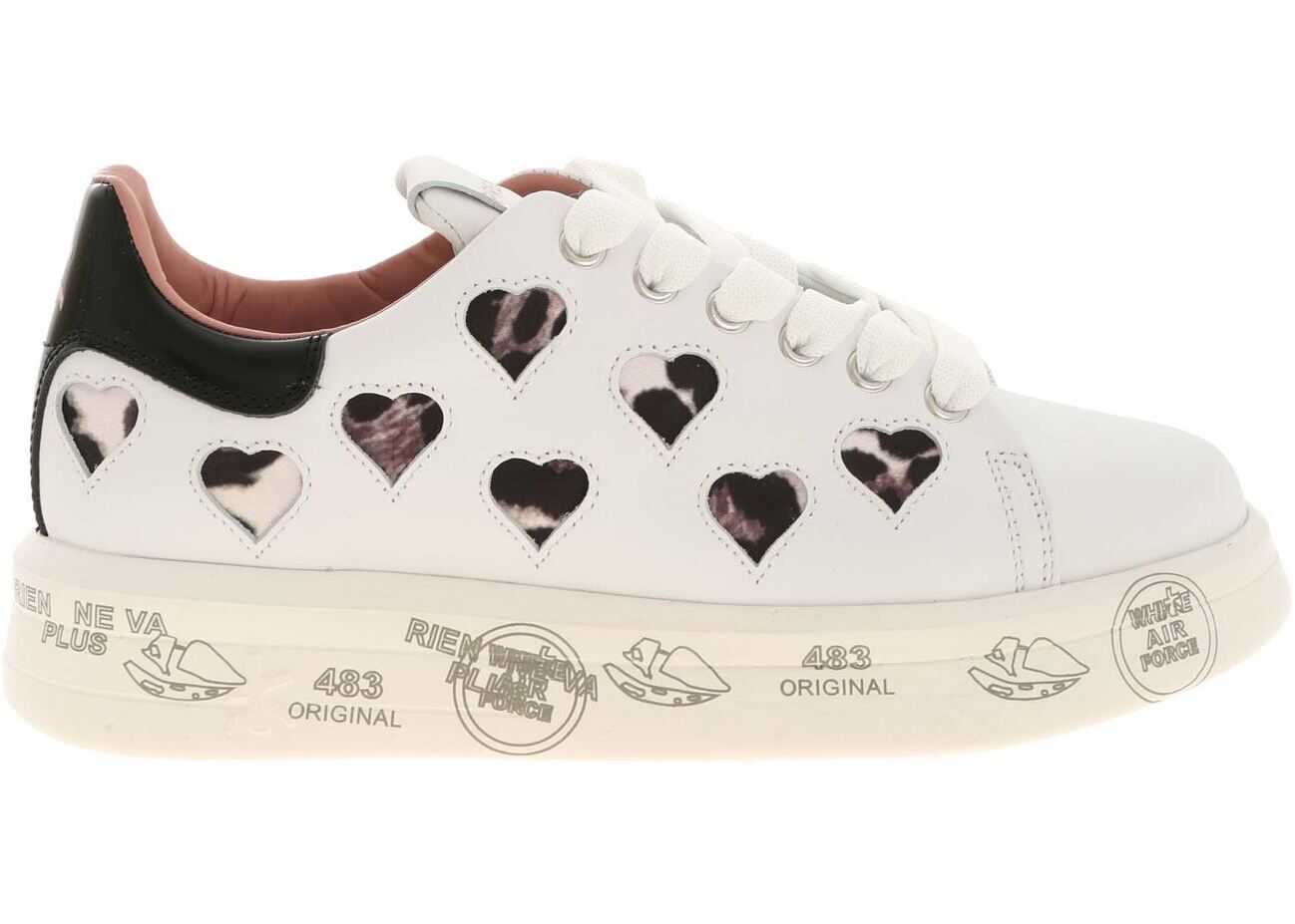 Premiata Belle White Sneakers Featuring Hearts White