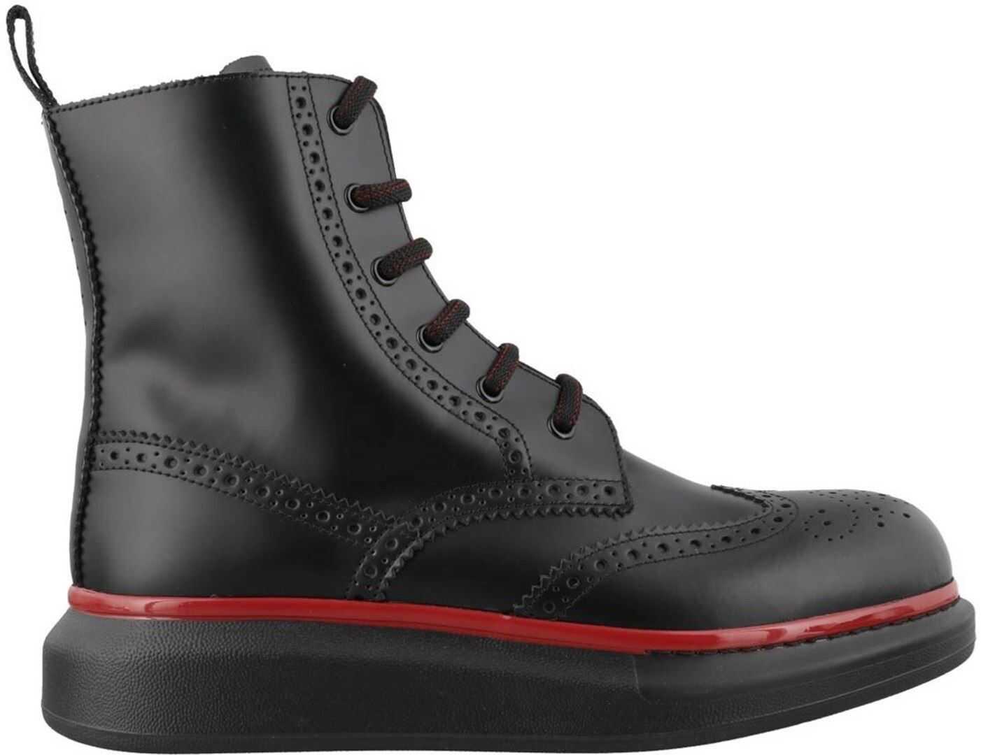 Alexander McQueen Hybrid Brogued Ankle Boots In Black Black