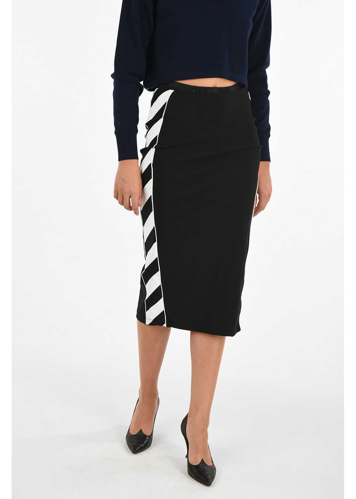 Off-White split-back hem pencil skirt BLACK