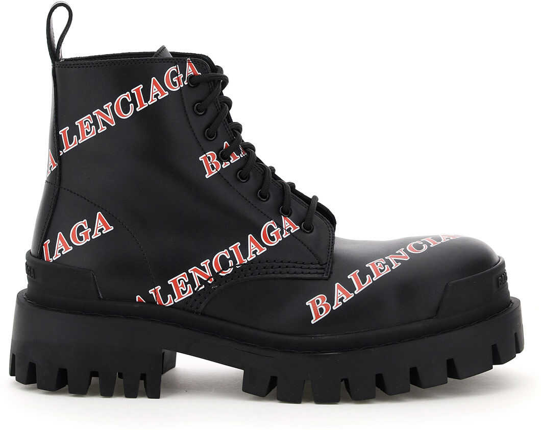 Balenciaga Strike Boots Logo 600911 WBAL3 BLACK RED