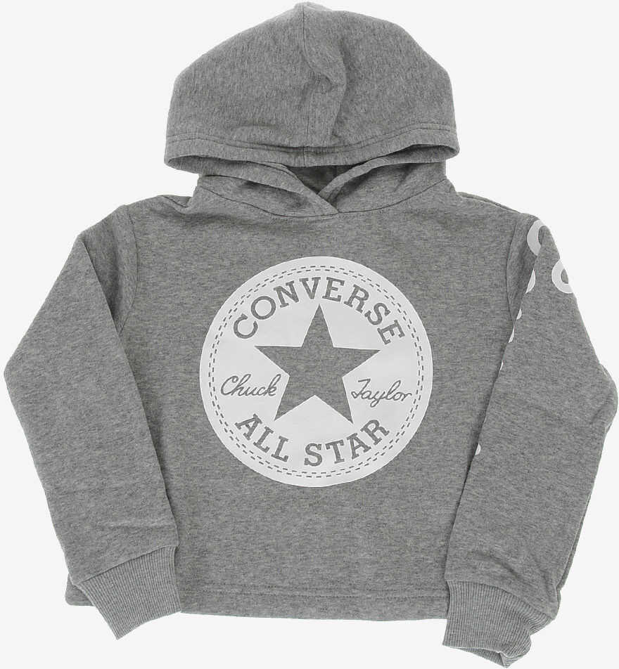Converse Hooded Printed Sweatshirt Gray
