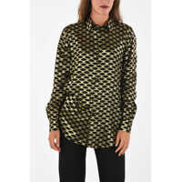 Bluze Silk Blend Shirt With Lurex Monogram Pattern Femei