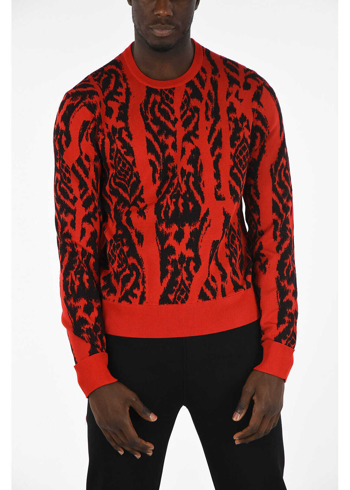 Neil Barrett Crewneck Sweater in Animal Pattern RED