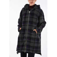 Paltoane MM6 Hooded Checked Coat Femei