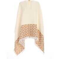 Poncho Fringes Cape In Brown And White Femei