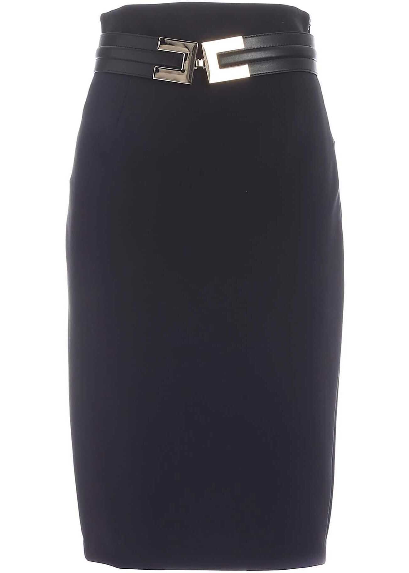 Elisabetta Franchi Crepe Knee-Length Skirt In Black Black