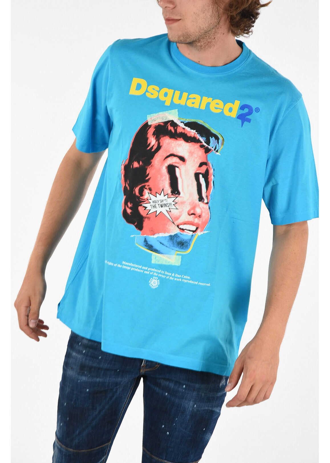 DSQUARED2 Printed Slouch Fit T-Shirt Blue