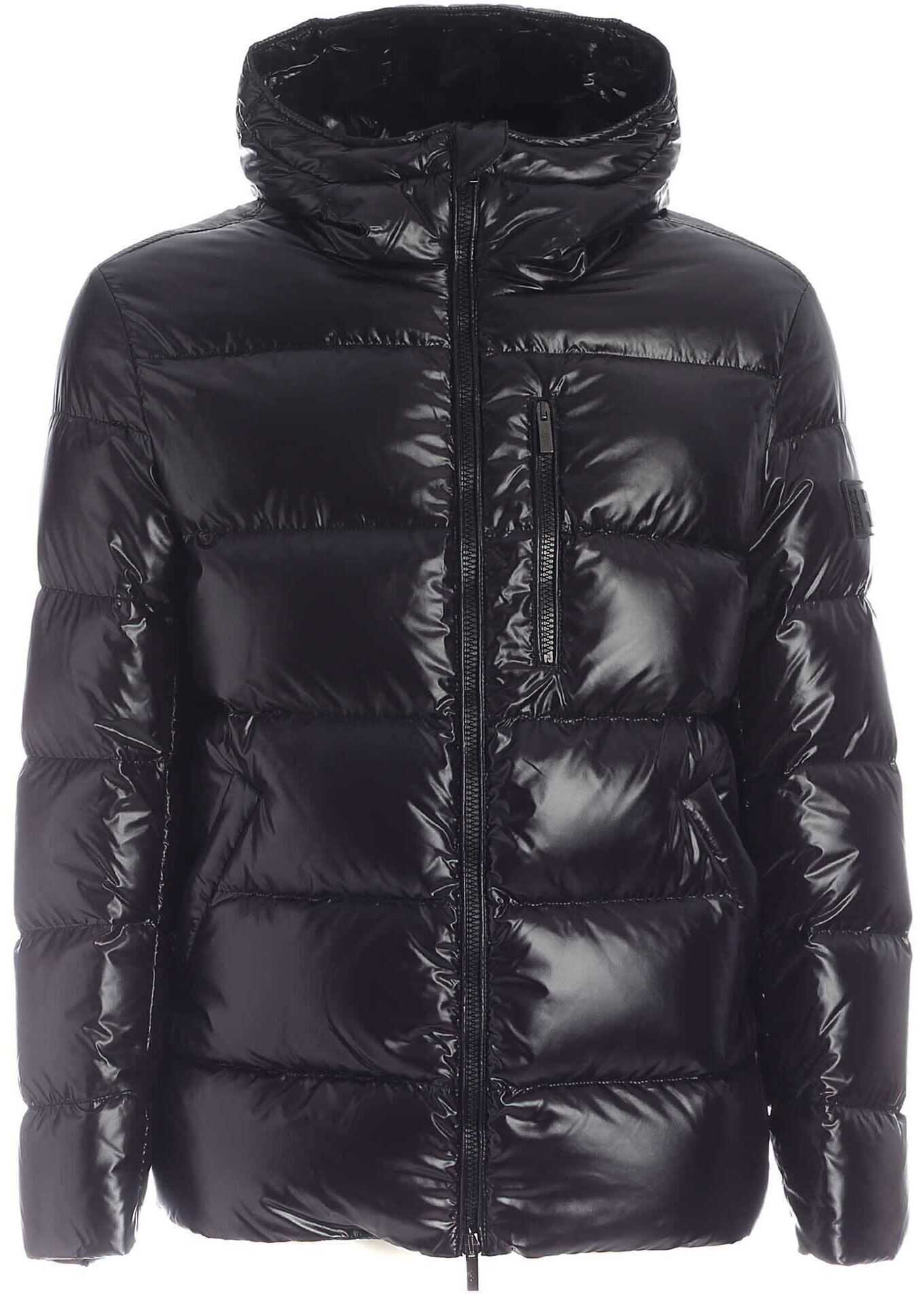 Rubberized Logo Down Jacket In Black
