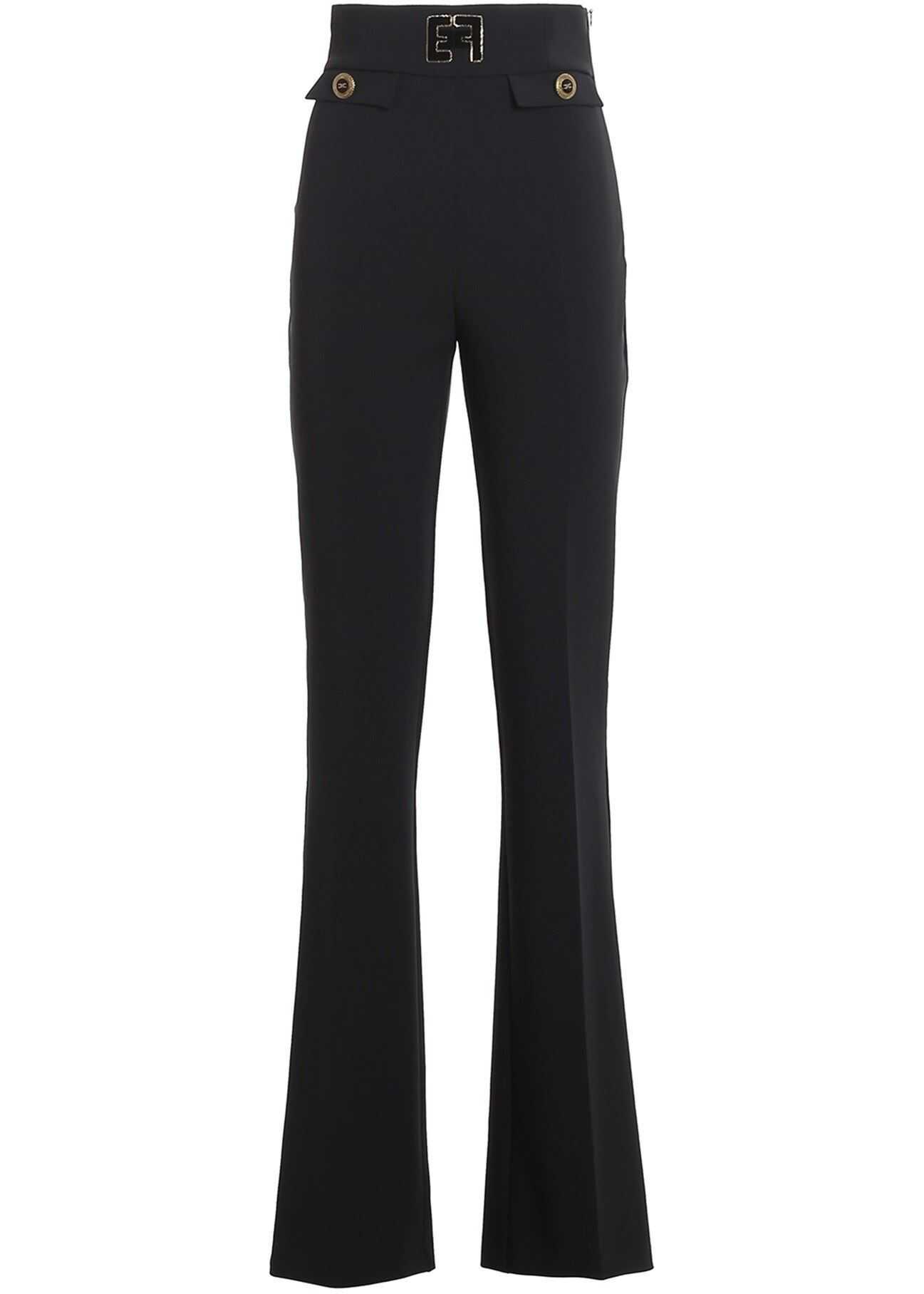 Elisabetta Franchi Crêpe Flared Pants In Black Black