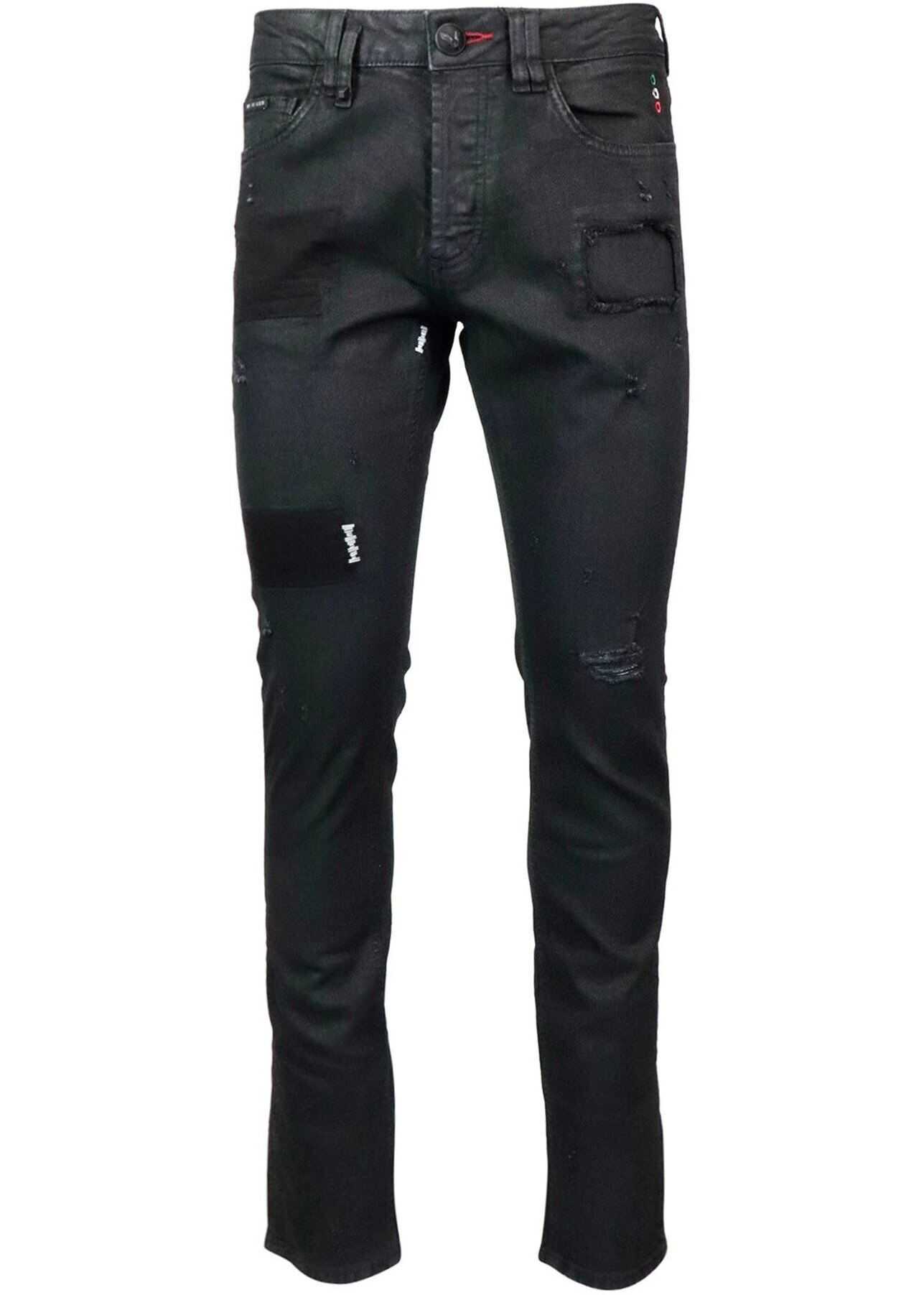 Philipp Plein Rear Teddy Bear Jeans In Black Black